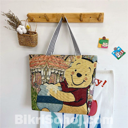 Cartoon Woven Tote Bag